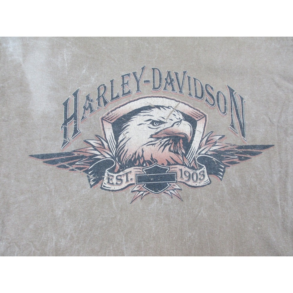 VINTAGE Harley‎ Davidson Shirt Mens Medium Brown Eagle Wyoming Motorcycle 90s* - Picture 4 of 15